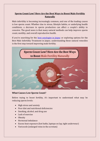 Sperm Count Low Here Are the Best Ways to Boost Male Fertility Naturally