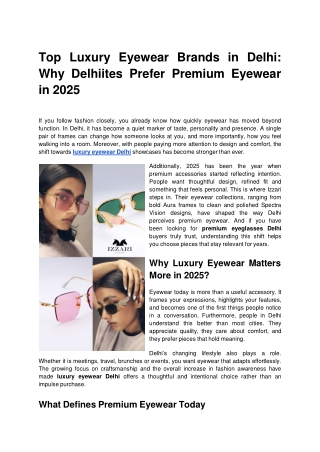 Top Luxury Eyewear Brands in Delhi_ Why Delhiites Prefer Premium Eyewear in 2025