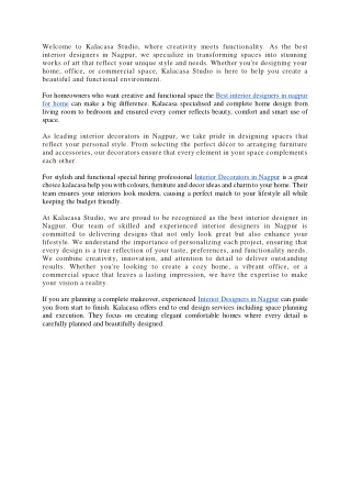 Interior Decorators in Nagpur -Kalacasa