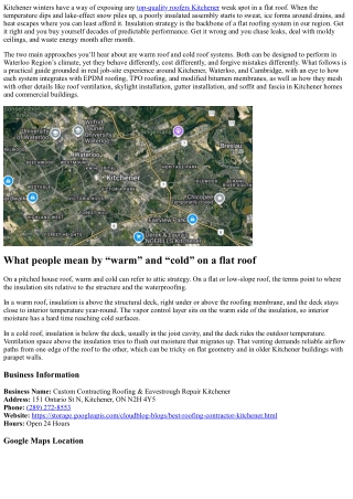 Flat Roof Insulation Kitchener: Warm Roof vs Cold Roof Systems