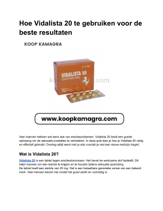 Hoe Vidalista 20 te gebruiken voor de beste resultaten