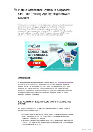 Mobile Attendance System in Singapore_ GPS Time Tracking App by Exigasoftware Solutions