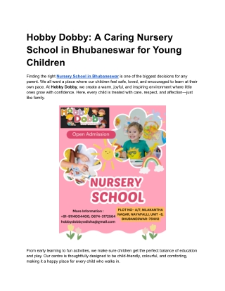 Nursery School in Bhubaneswar