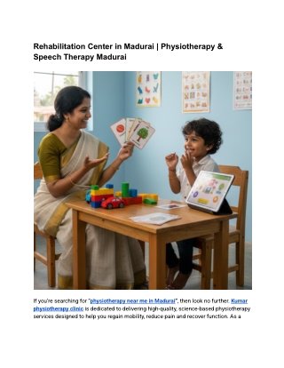 Rehabilitation Center in Madurai | Physiotherapy & Speech Therapy Madurai
