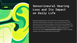 Sensorineural Hearing Loss and Its Impact on Daily Life