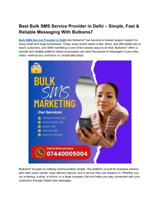 Best Bulk SMS Service Provider in Delhi – Simple, Fast & Reliable Messaging With