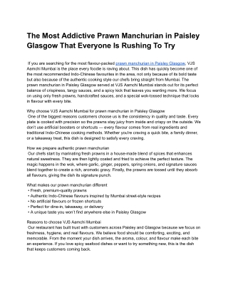 The Most Addictive Prawn Manchurian in Paisley Glasgow That Everyone Is Rushing To Try