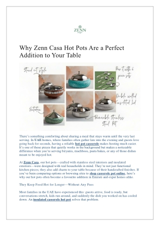 Why Zenn Casa Hot Pots Are a Perfect Addition to Your Table