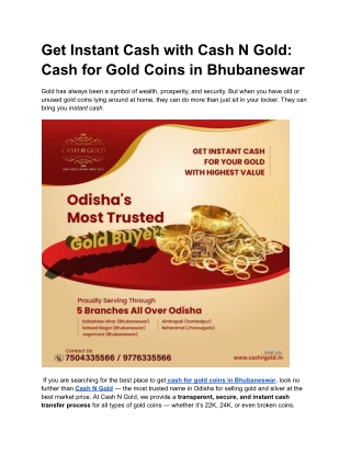 Cash N Gold Cash for Gold Coins in Bhubaneswar