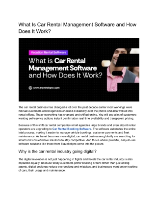 What Is Car Rental Management Software and How Does It Work