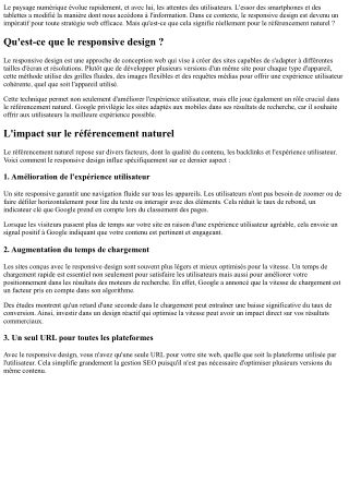 Comprendre l'importance du responsive design dans le référencent naturel.