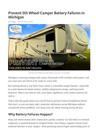 Prevent 5th Wheel Camper Battery Failures in Michigan
