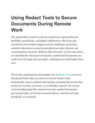 Using Redact Tools to Secure Documents During Remote Work