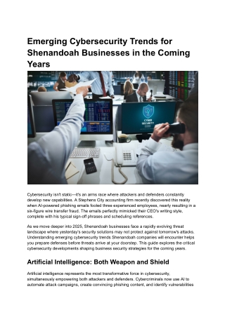 Emerging Cybersecurity Trends for Shenandoah Businesses in the Coming Years
