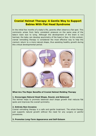Cranial Helmet Therapy: A Gentle Way to Support Babies With Flat Head Syndrome