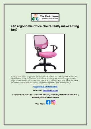 can ergonomic office chairs really make sitting fun?