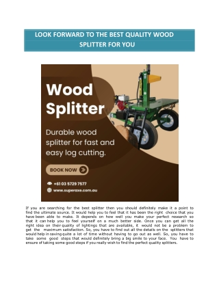 Look forward to the best quality Wood Splitter for you