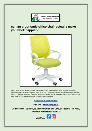 can an ergonomic office chair actually make you work happier?