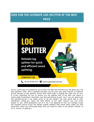 Seek for the ultimate Log Splitter at the best price