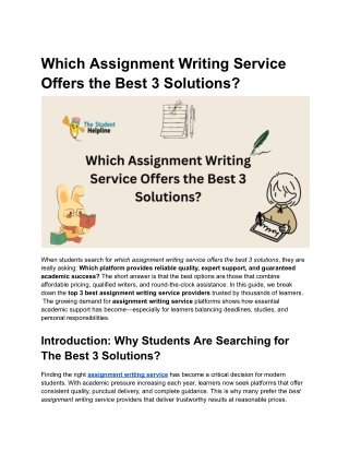 Which Assignment Writing Service Offers the Best 3 Solutions