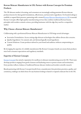 Korean Skincare Manufacturer in UK