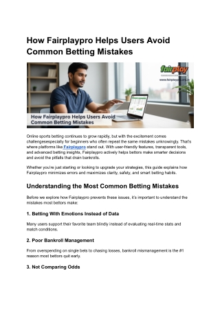How Fairplaypro Helps Users Avoid Common Betting Mistakes