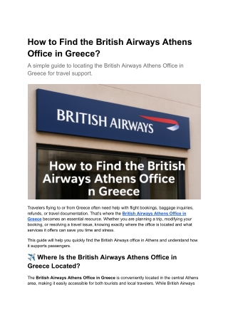 How to Find the British Airways Athens Office in Greece
