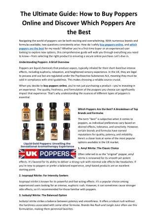 How to Buy Poppers Online and Discover Which Poppers Are the Best