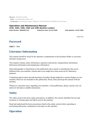 Caterpillar CAT 416C BACKHOE LOADER (1WR08116-10736) Operation and Maintenance Manual Instant Download