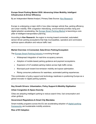 Public-Private Partnerships Fuel Smart Parking Expansion | Sample Report by Ken