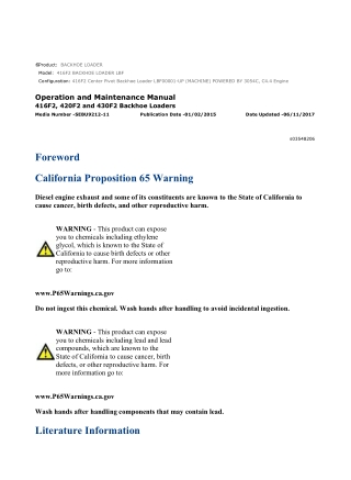 Caterpillar CAT 416F2 BACKHOE LOADER (LBF00001-UP) Operation and Maintenance Manual Instant Download