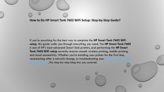 HP Smart Tank 7602 WiFi Setup
