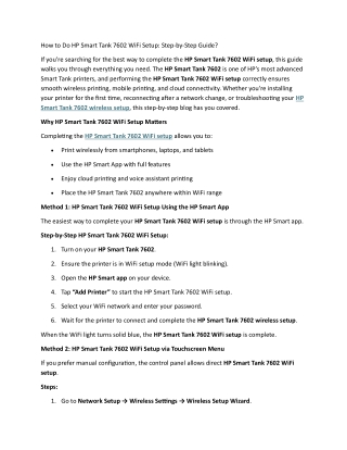How to do HP Smart Tank 7602 WiFi Setup