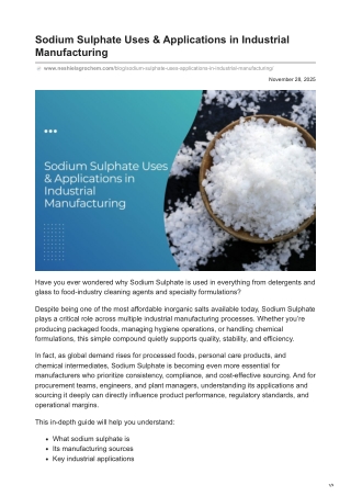 Sodium Sulphate Uses & Applications in Industrial Manufacturing