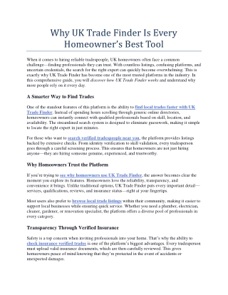 Why UK Trade Finder Is Every Homeowner