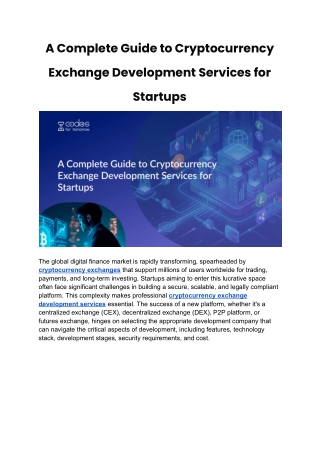 A Complete Guide to Cryptocurrency Exchange Development Services for Startups