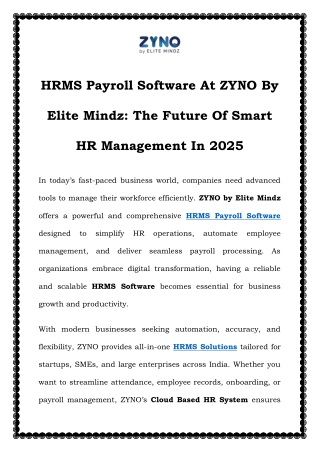Best HRMS Payroll Software in India for Smart Workforce Management | ZYNO