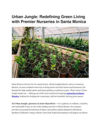 Urban Jungle – Trusted, Creative & Nature-Inspired Nurseries in Santa Monica