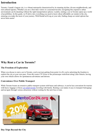 Discover Toronto: Your Guide to Affordable Car Rentals
