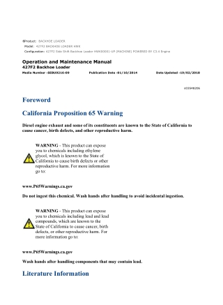 Caterpillar CAT 427F2 BACKHOE LOADER (HWK00001-UP) Operation and Maintenance Manual Instant Download