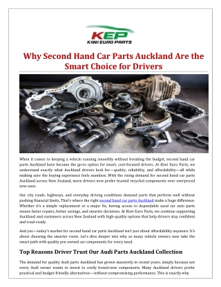 Why Second Hand Car Parts Auckland Are the Smart Choice for Drivers