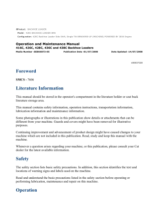 Caterpillar CAT 428C BACKHOE LOADER (8RN04990-UP) Operation and Maintenance Manual Instant Download