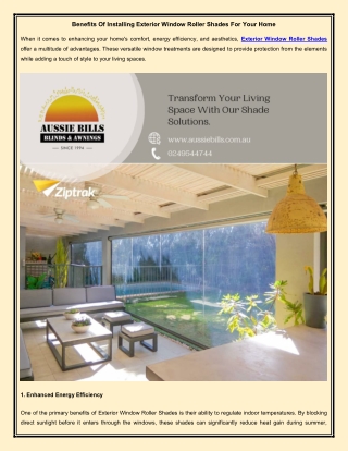 Benefits Of Installing Exterior Window Roller Shades For Your Home