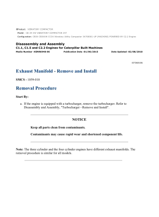Caterpillar Cat CB-34 XW VIBRATORY COMPACTOR (Prefix 347) Service Repair Manual Instant Download