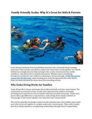 Family-Friendly Scuba Diving Guide in Fort Worth