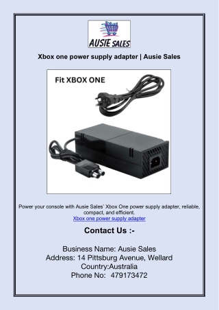 Xbox one power supply adapter | Ausie Sales