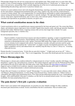 Pain Disorder Doctor: Fibromyalgia and Central Pain Processing