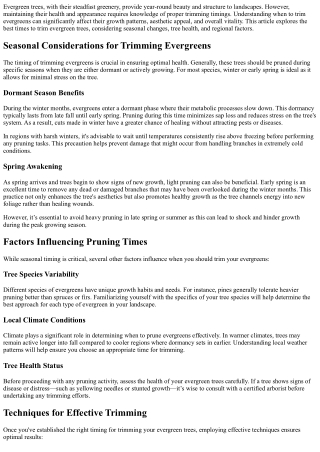 Best Times to Trim Evergreens for Optimal Health and Aesthetics