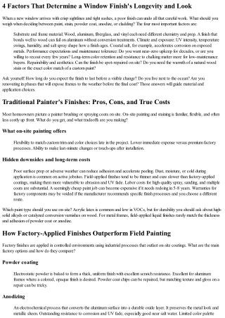 Why Window Finishes Make or Break High-End Windows (and What to Choose)