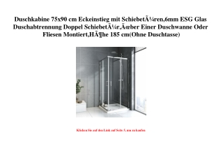 5742 Duschkabine 75x90 cm Eckeinstieg mit SchiebetÃƒÂ¼ren 6mm ESG Glas Duschabtrennung Doppel SchiebetÃƒ